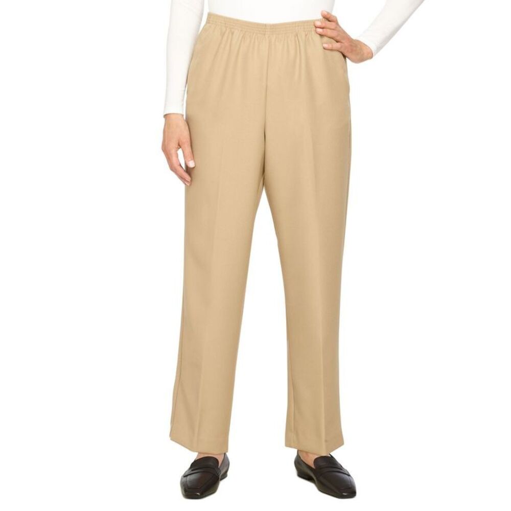 Alfred Dunner Petite Women's Classic Pull-On Elastic Waist Pant Tan 8P